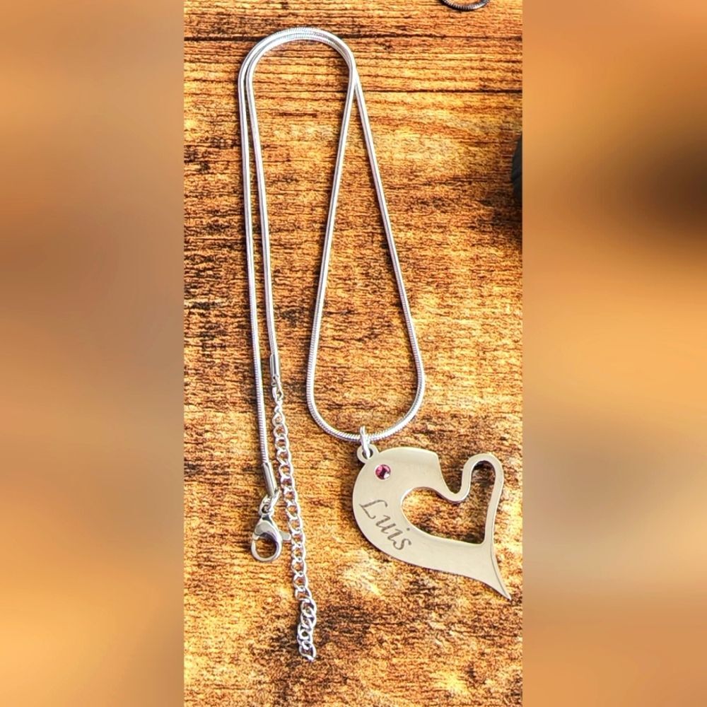 3 for $18 LUIS Silver Name Heart Necklace NWOT